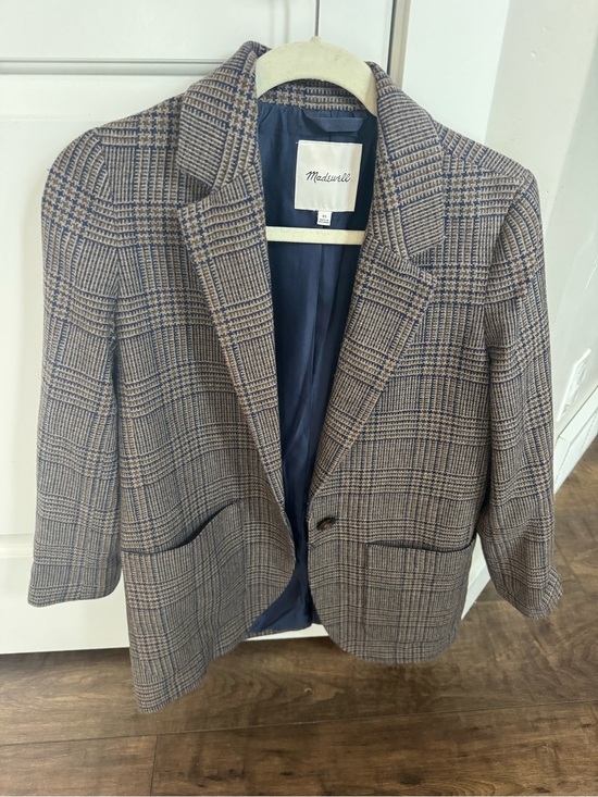 Madewell Jackets & Blazers - Madewell Plaid Sport Coat in Navy and Brown Check